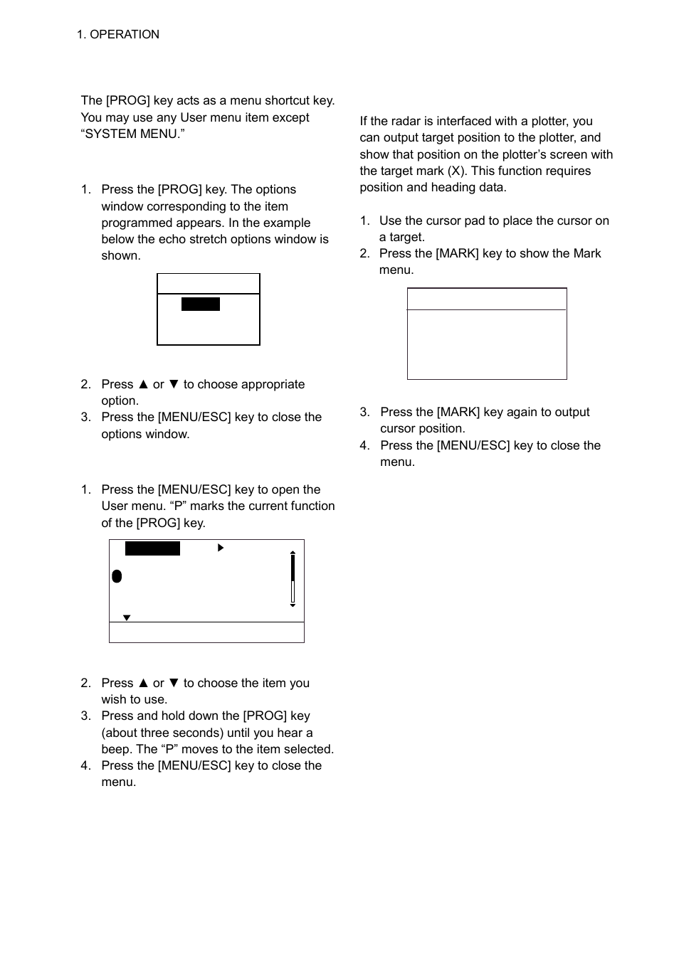 23 prog key, 24 outputting target position to a plotter | Furuno 1623 User Manual | Page 21 / 48