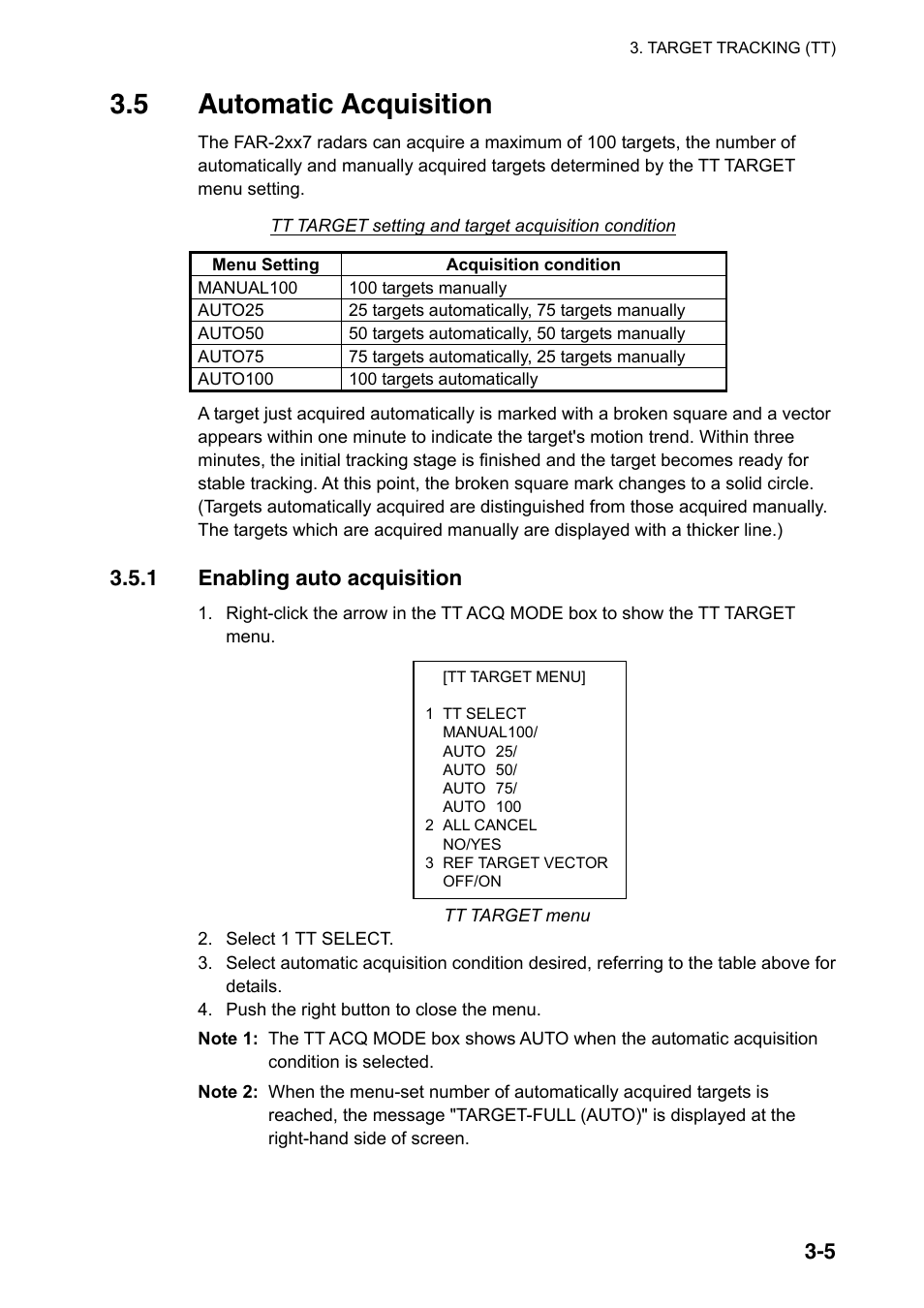 5 automatic acquisition, 1 enabling auto acquisition | Furuno FAR-2107(-BB) User Manual | Page 143 / 312