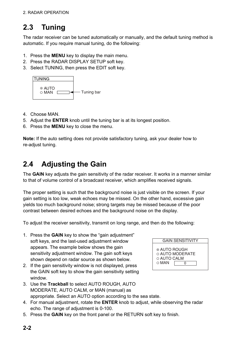 3 tuning, 4 adjusting the gain | Furuno NATVET 1824C User Manual | Page 31 / 239