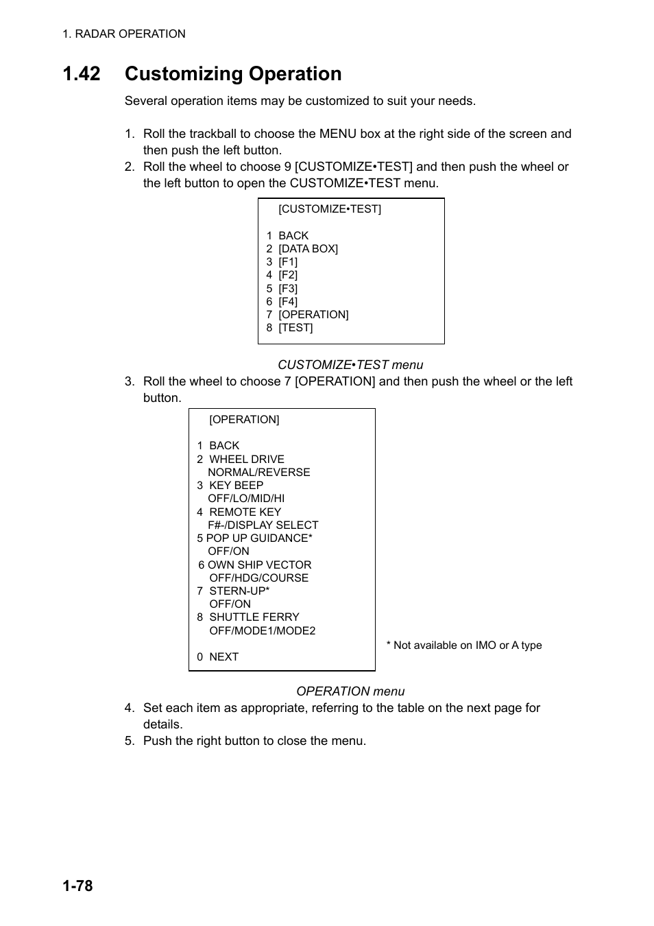 42 customizing operation | Furuno FAR-2107 User Manual | Page 104 / 280