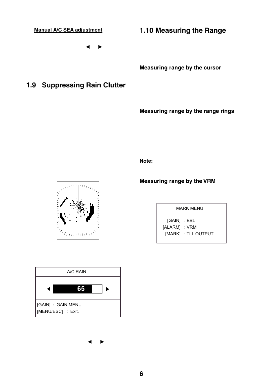 9 suppressing rain clutter, 10 measuring the range | Furuno 1623 User Manual | Page 13 / 47