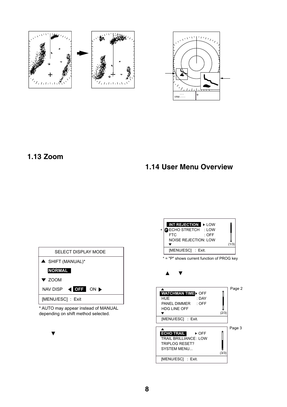 13 zoom, 14 user menu overview | Furuno 1623 User Manual | Page 15 / 47