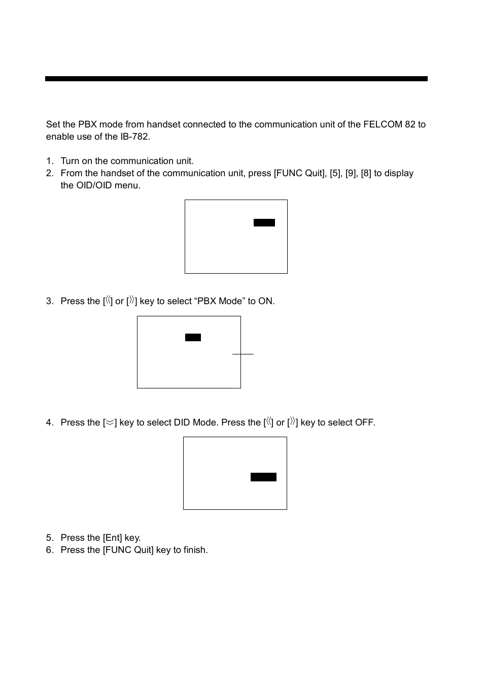 Settings, 1 pbx mode settings | Furuno MULTI-COMMUNICATION UNIT IB-782 User Manual | Page 14 / 22