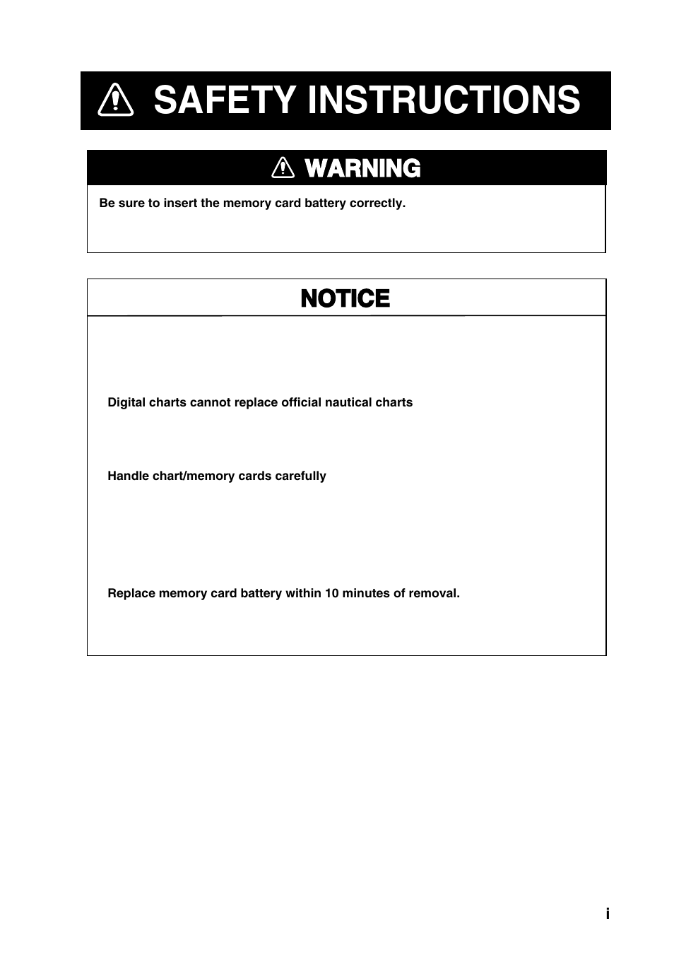 Safety instructions, Notice, Warning | Furuno RP180 User Manual | Page 2 / 100