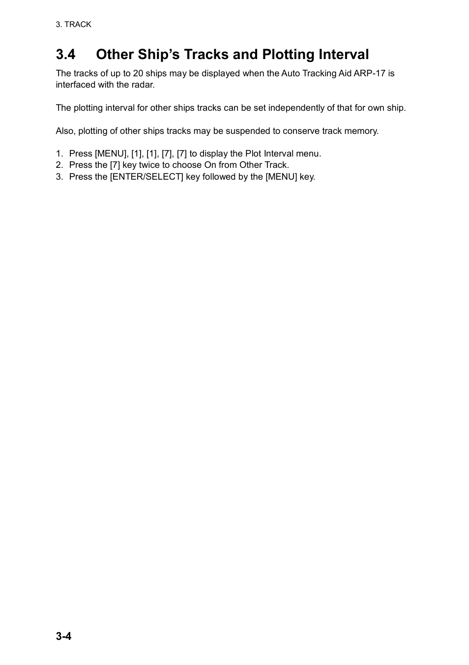 4 other ship’s tracks and plotting interval | Furuno RP180 User Manual | Page 21 / 100