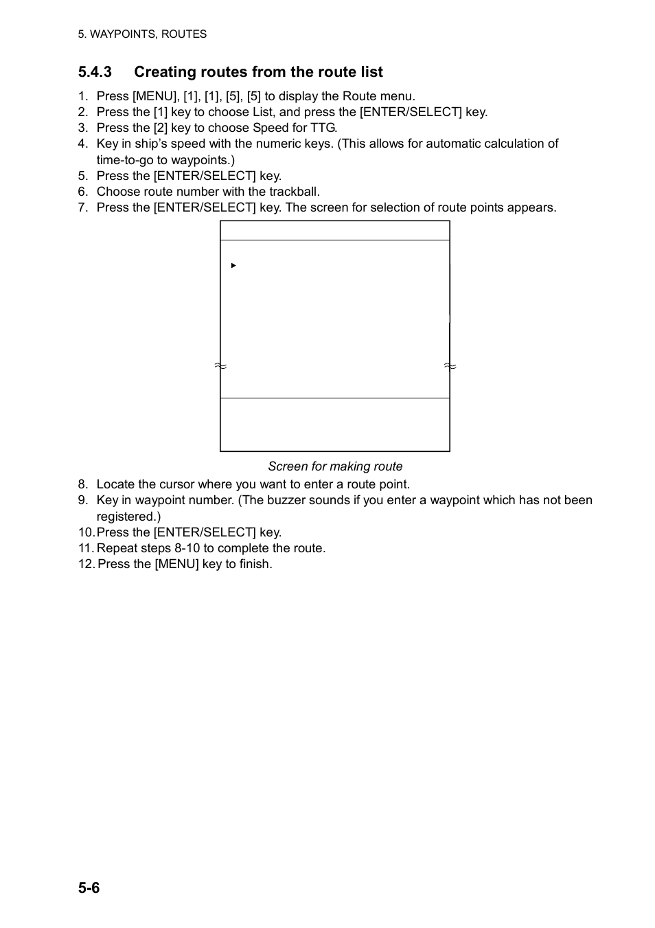 6 5.4.3 creating routes from the route list | Furuno RP180 User Manual | Page 37 / 100