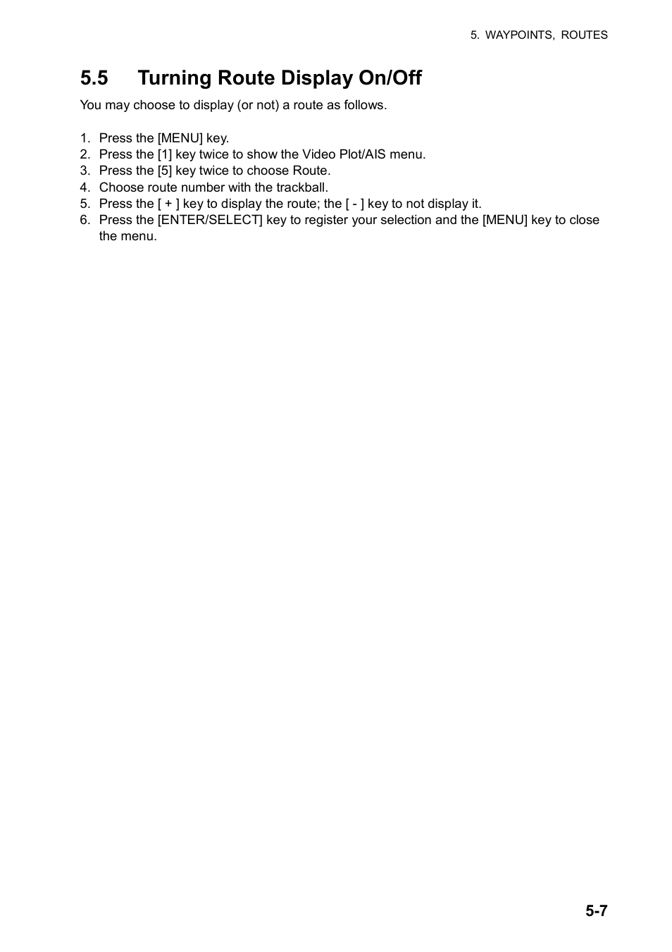 5 turning route display on/off | Furuno RP180 User Manual | Page 38 / 100