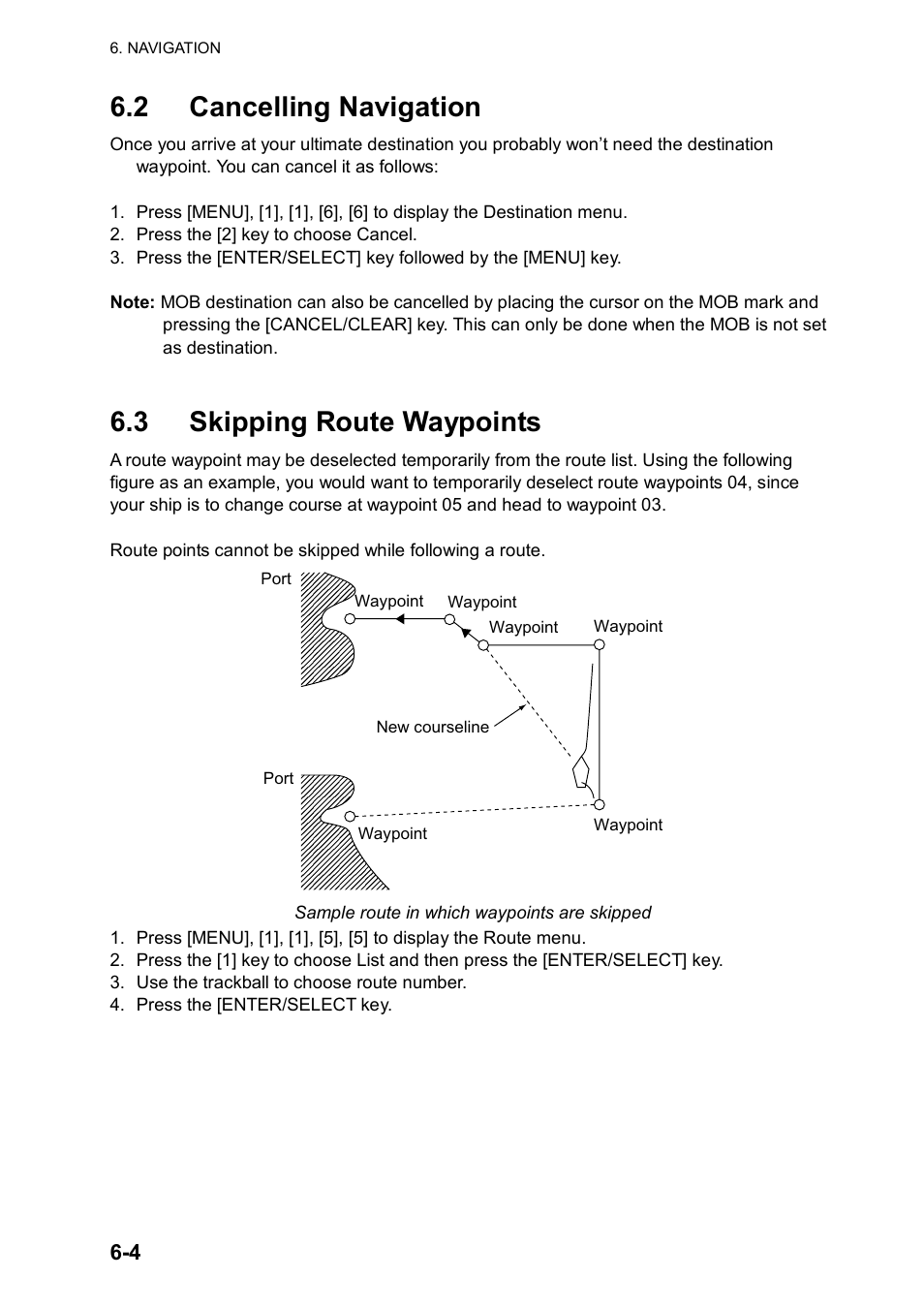 2 cancelling navigation, 3 skipping route waypoints | Furuno RP180 User Manual | Page 43 / 100