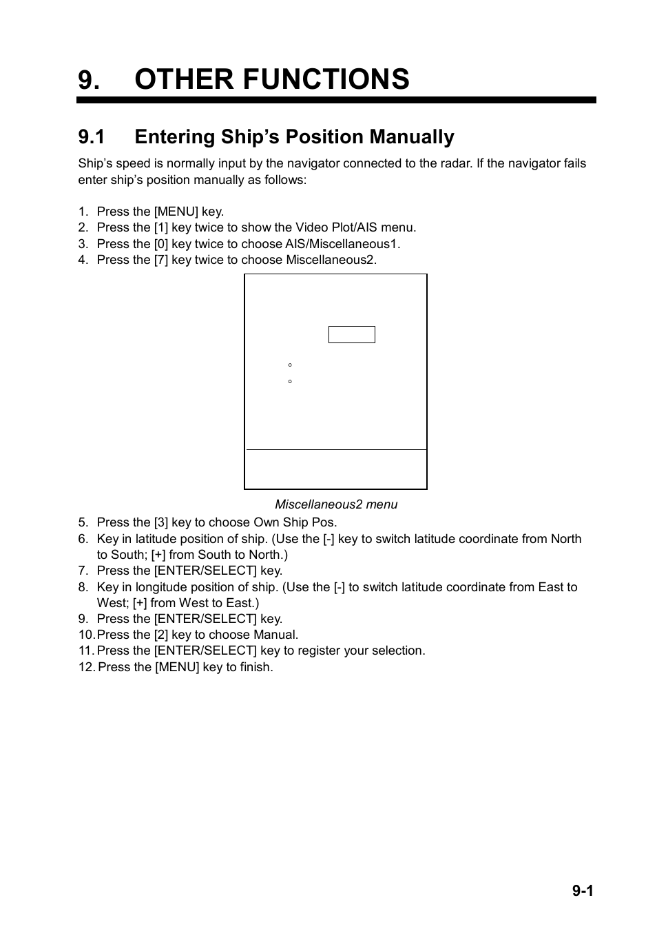 Other functions, 1 entering ship’s position manually | Furuno RP180 User Manual | Page 58 / 100