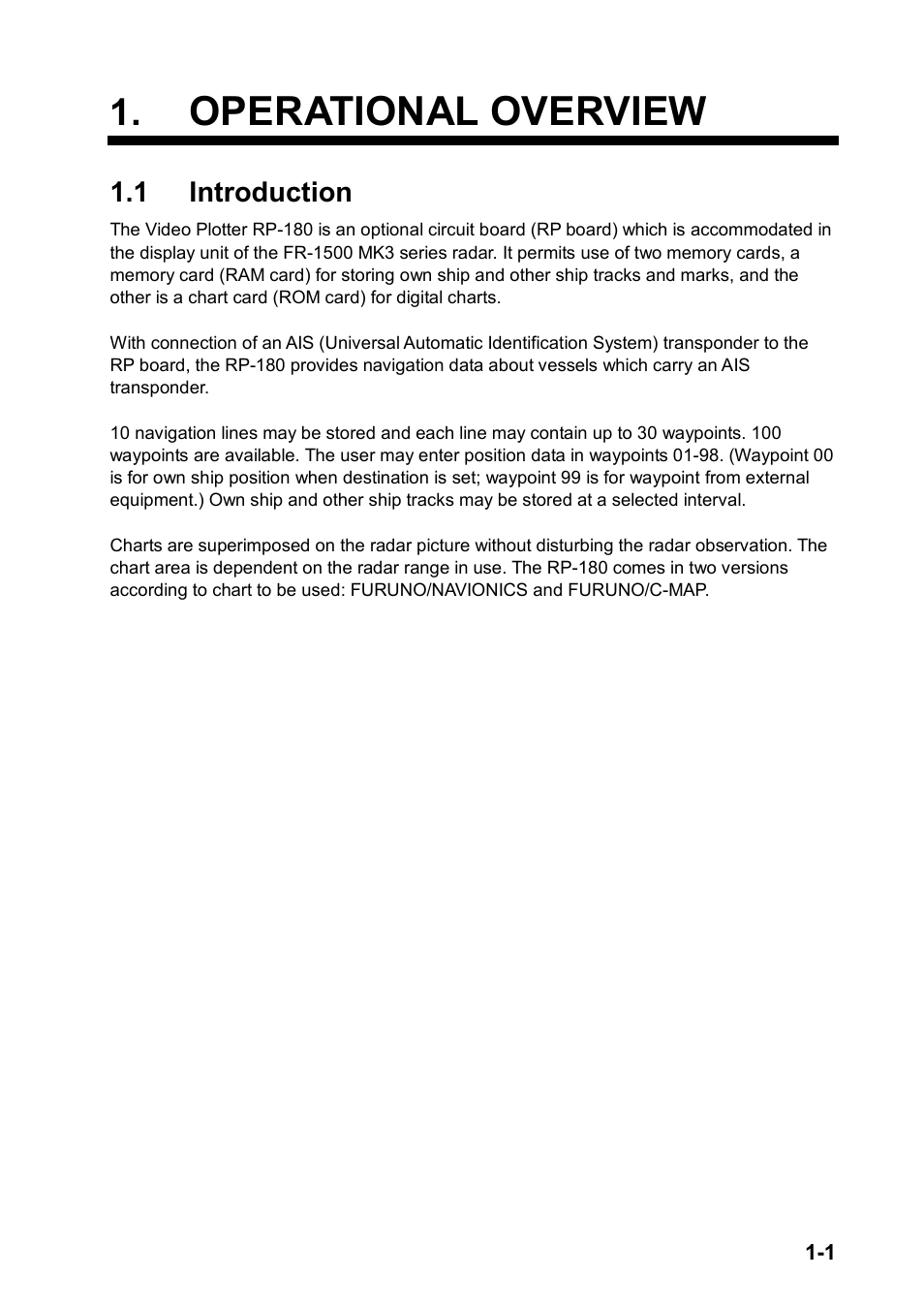 Operational overview | Furuno RP180 User Manual | Page 6 / 100
