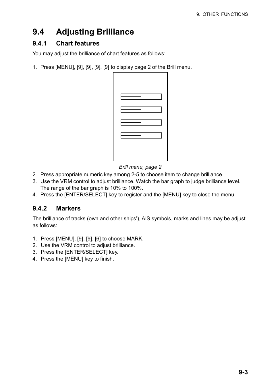 4 adjusting brilliance, 1 chart features, 2 markers | Furuno RP180 User Manual | Page 60 / 100