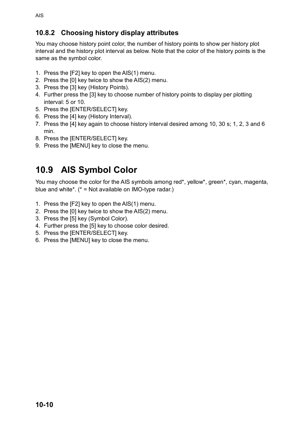 9 ais symbol color | Furuno RP180 User Manual | Page 73 / 100