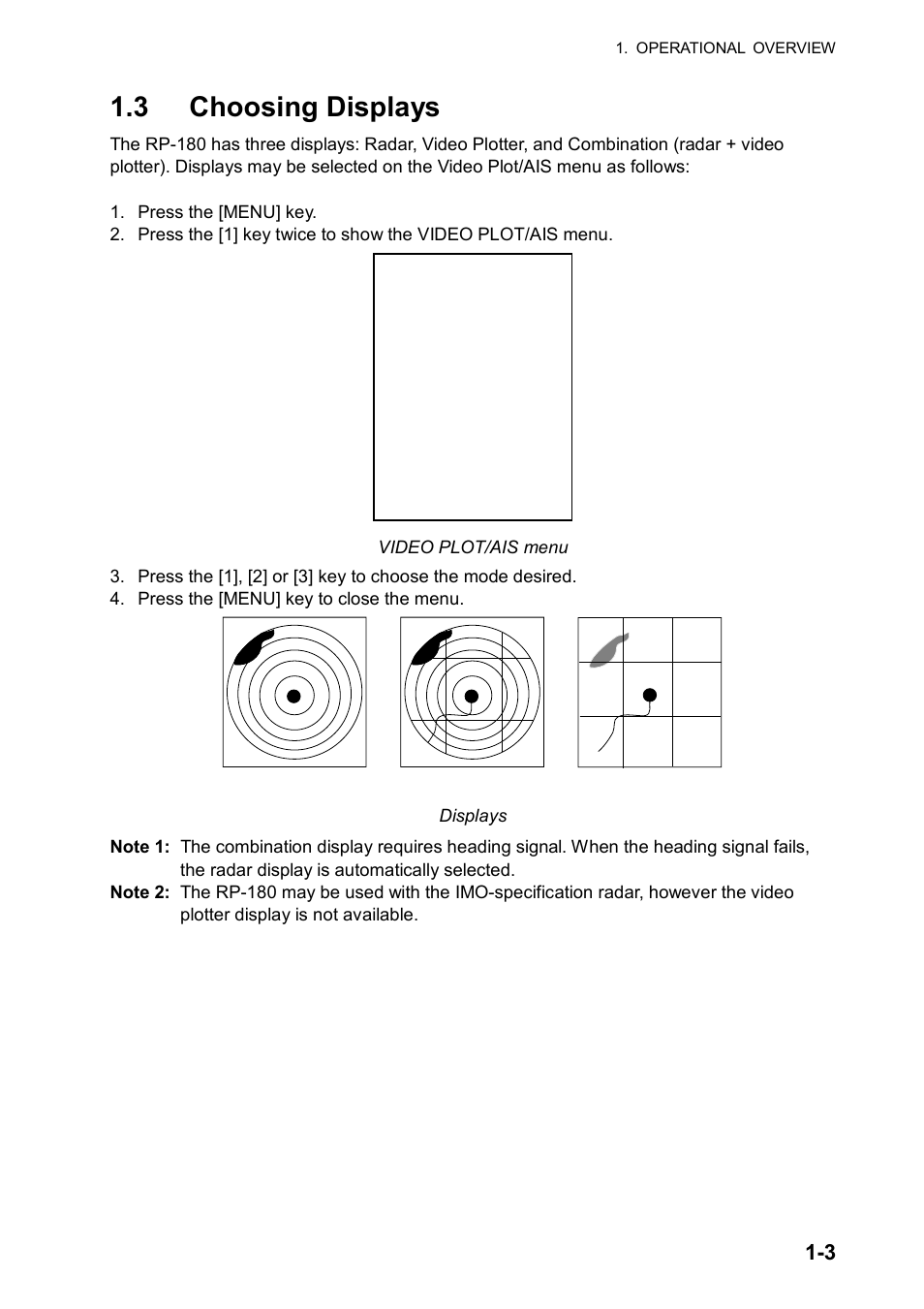 3 choosing displays | Furuno RP180 User Manual | Page 8 / 100