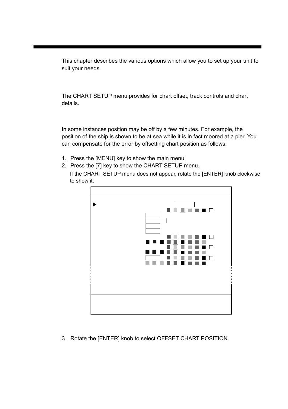 Customizing your unit, 1 chart setup menu, 1 offsetting the chart | Furuno GP-3500F User Manual | Page 115 / 246