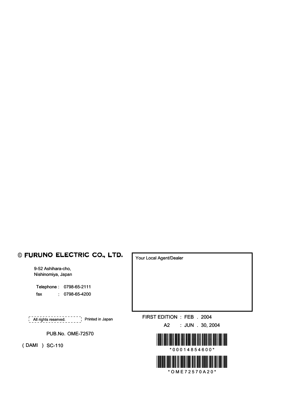 Furuno SC-110 User Manual | Page 2 / 93