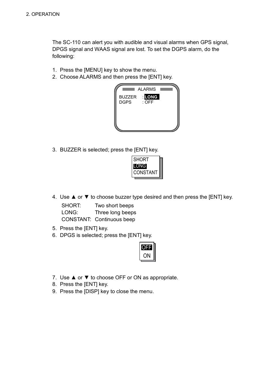 5 alarm setup | Furuno SC-110 User Manual | Page 34 / 93