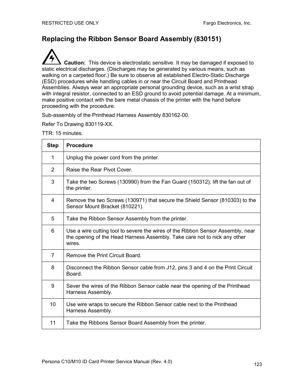 FARGO electronic PERSONA C10 User Manual | Page 123 / 178