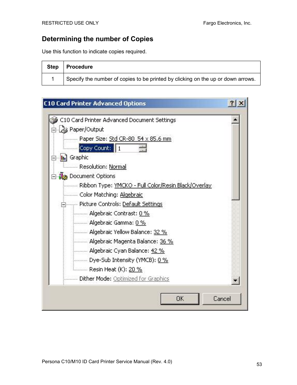 Determining the number of copies | FARGO electronic PERSONA C10 User Manual | Page 53 / 178