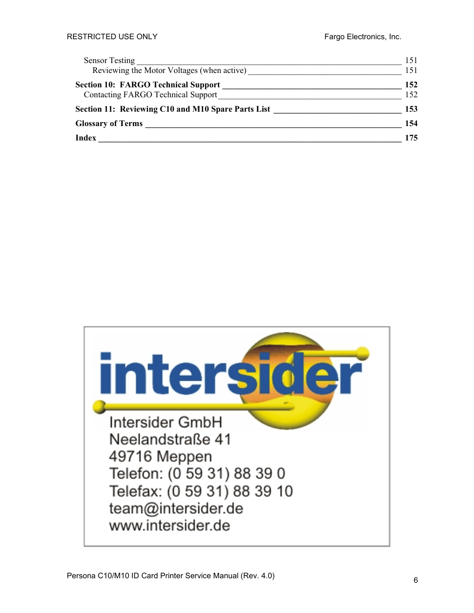 Introduction | FARGO electronic PERSONA C10 User Manual | Page 6 / 178