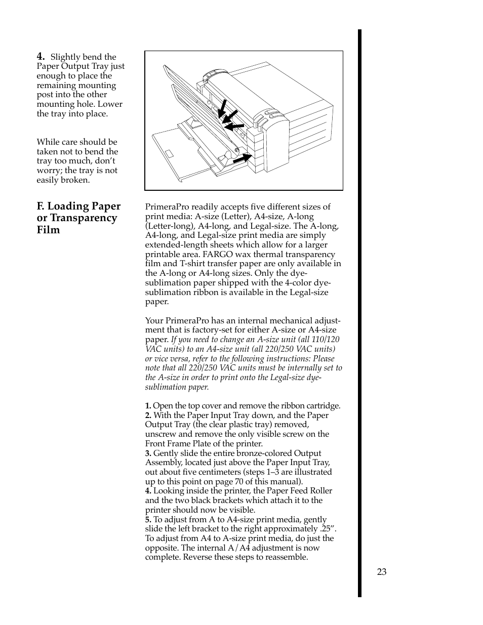 F. loading paper or transparency film | FARGO electronic 76503 User Manual | Page 25 / 95