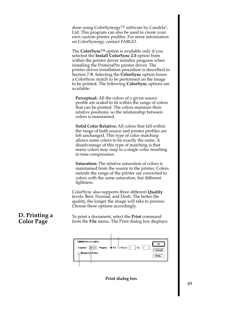 D. printing a color page | FARGO electronic 76503 User Manual | Page 51 / 95