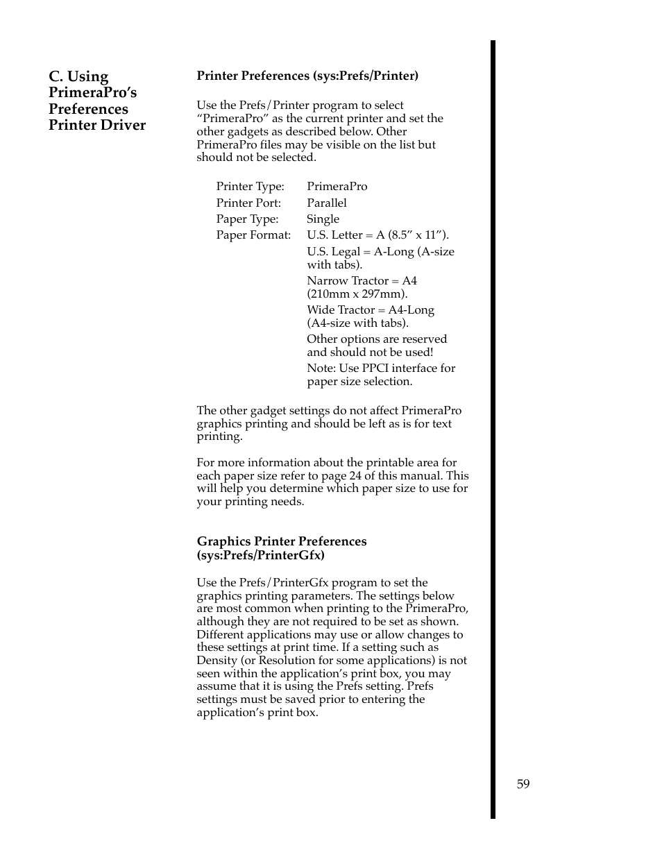 C. using primeraproõs preferences printer driver | FARGO electronic 76503 User Manual | Page 61 / 95