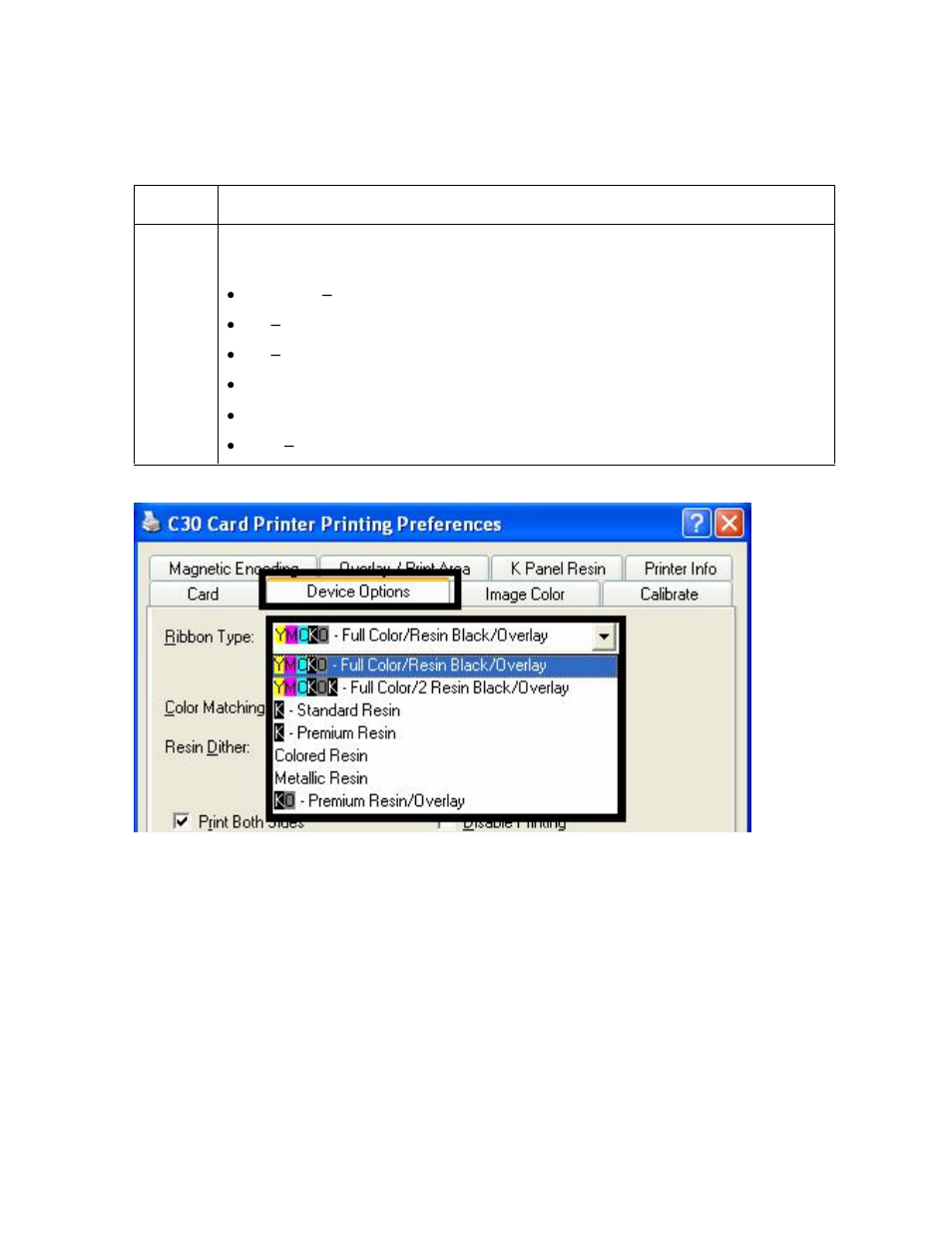 Adjusting the ribbon type option -15, Adjusting the ribbon type option | FARGO electronic C30 User Manual | Page 122 / 298
