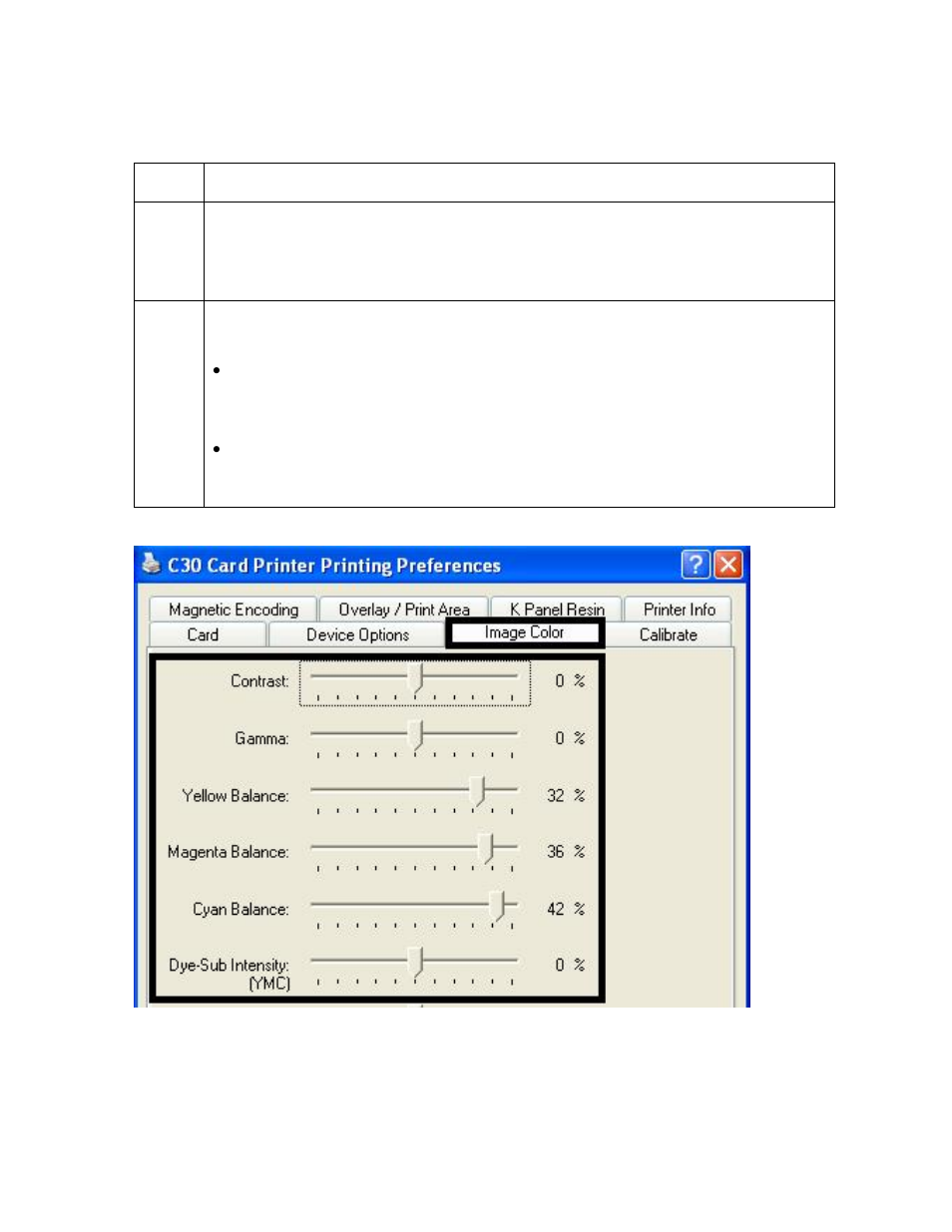 Using the image color tab (c30), Using the image color tab (c30) -28 | FARGO electronic C30 User Manual | Page 135 / 298
