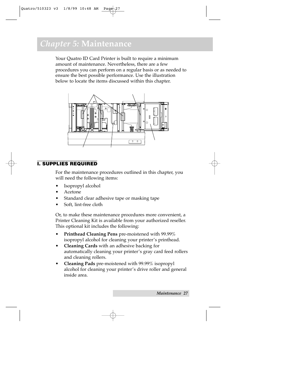 Chapter 5: maintenance | FARGO electronic Quatro ID Card Printer User Manual | Page 31 / 56