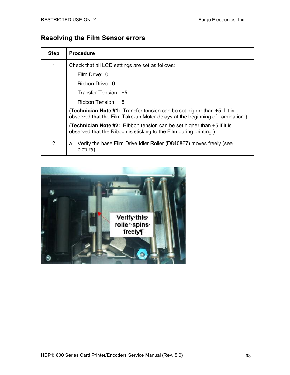 Resolving the film sensor errors | FARGO electronic HDP820 User Manual | Page 107 / 370
