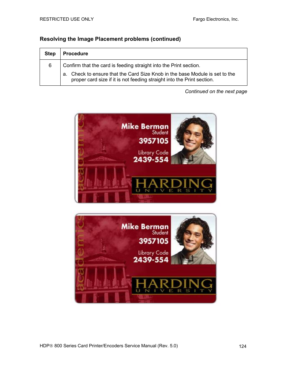 Resolving the image placement problems (continued) | FARGO electronic HDP820 User Manual | Page 138 / 370