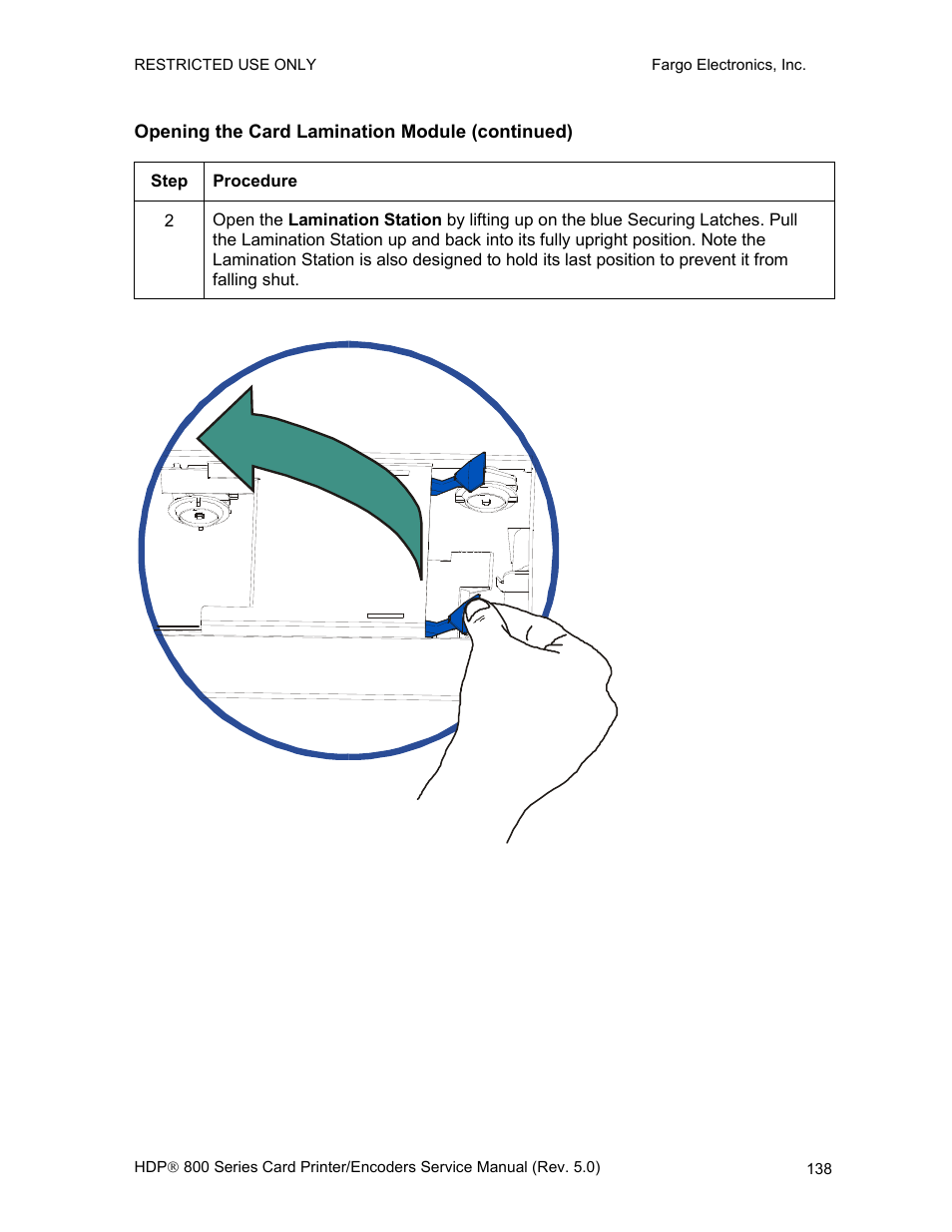 Opening the card lamination module (continued) | FARGO electronic HDP820 User Manual | Page 152 / 370