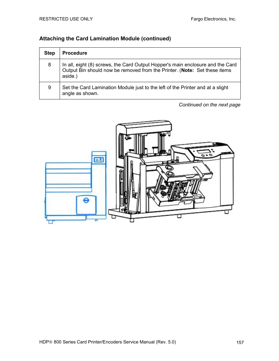 Attaching the card lamination module (continued) | FARGO electronic HDP820 User Manual | Page 171 / 370