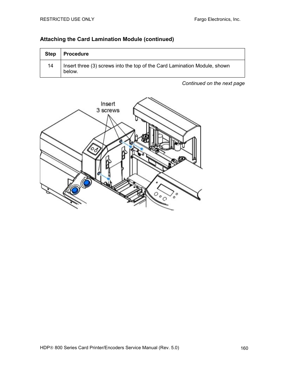 Attaching the card lamination module (continued) | FARGO electronic HDP820 User Manual | Page 174 / 370