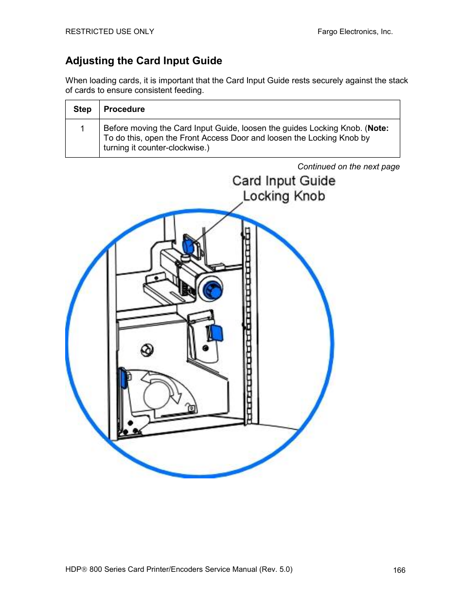 Adjusting the card input guide | FARGO electronic HDP820 User Manual | Page 180 / 370