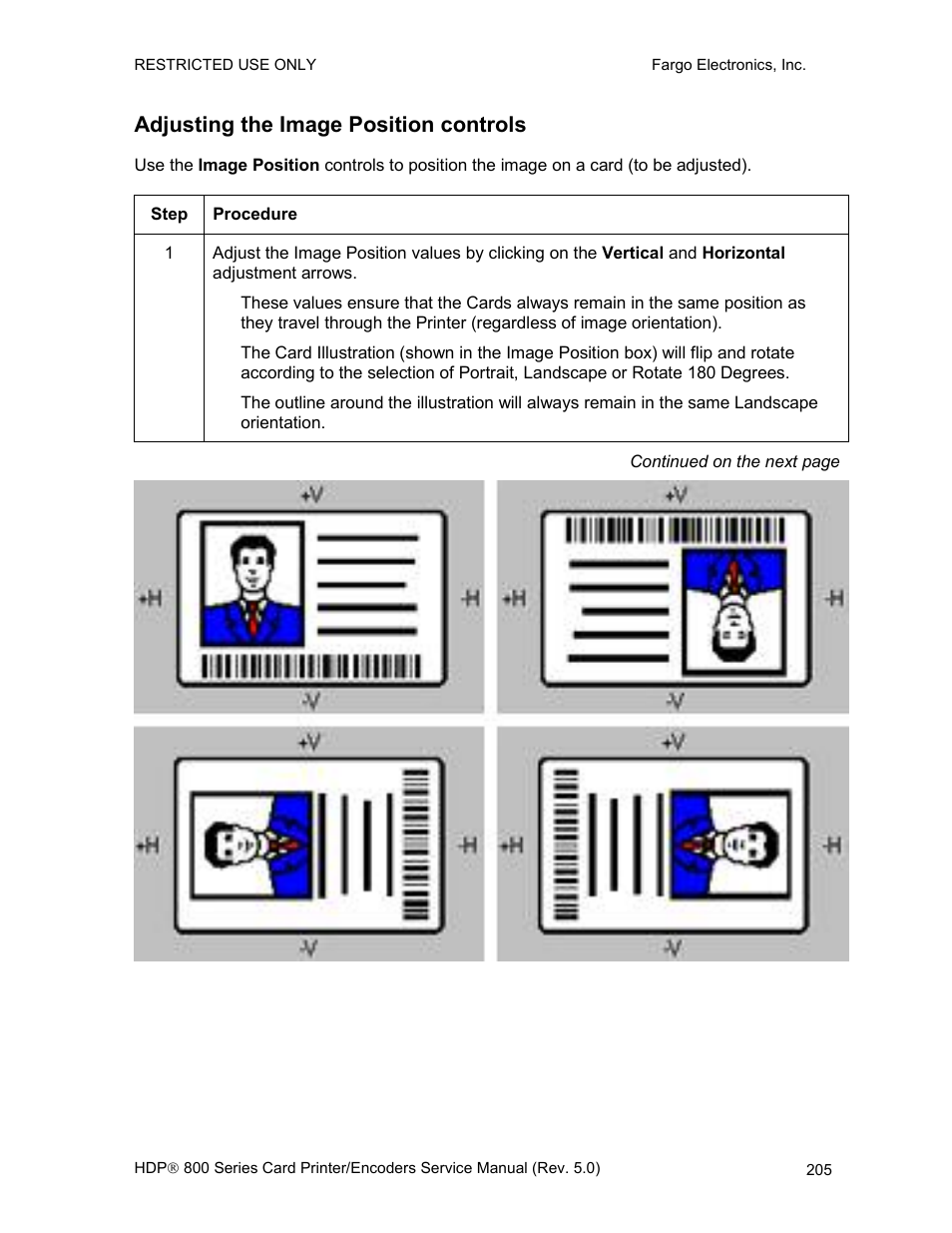Adjusting the image position controls | FARGO electronic HDP820 User Manual | Page 219 / 370