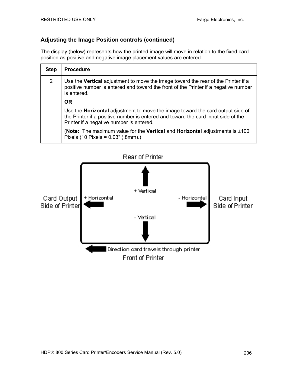 Adjusting the image position controls (continued) | FARGO electronic HDP820 User Manual | Page 220 / 370