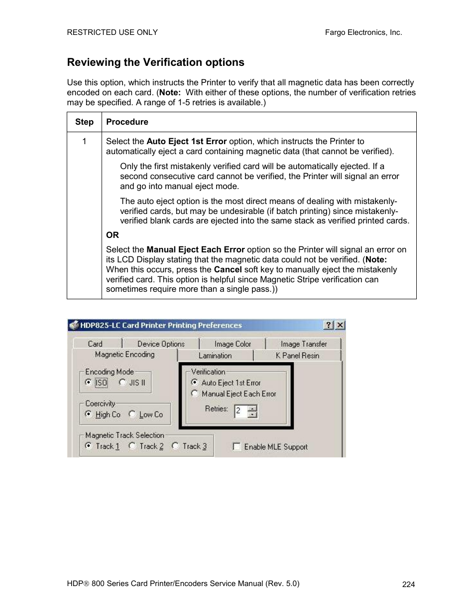 Reviewing the verification options | FARGO electronic HDP820 User Manual | Page 238 / 370