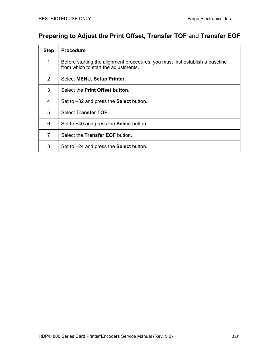 E 449 | FARGO electronic HDP820 User Manual | Page 284 / 370