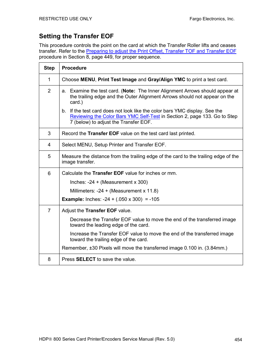 Setting the transfer eof | FARGO electronic HDP820 User Manual | Page 289 / 370