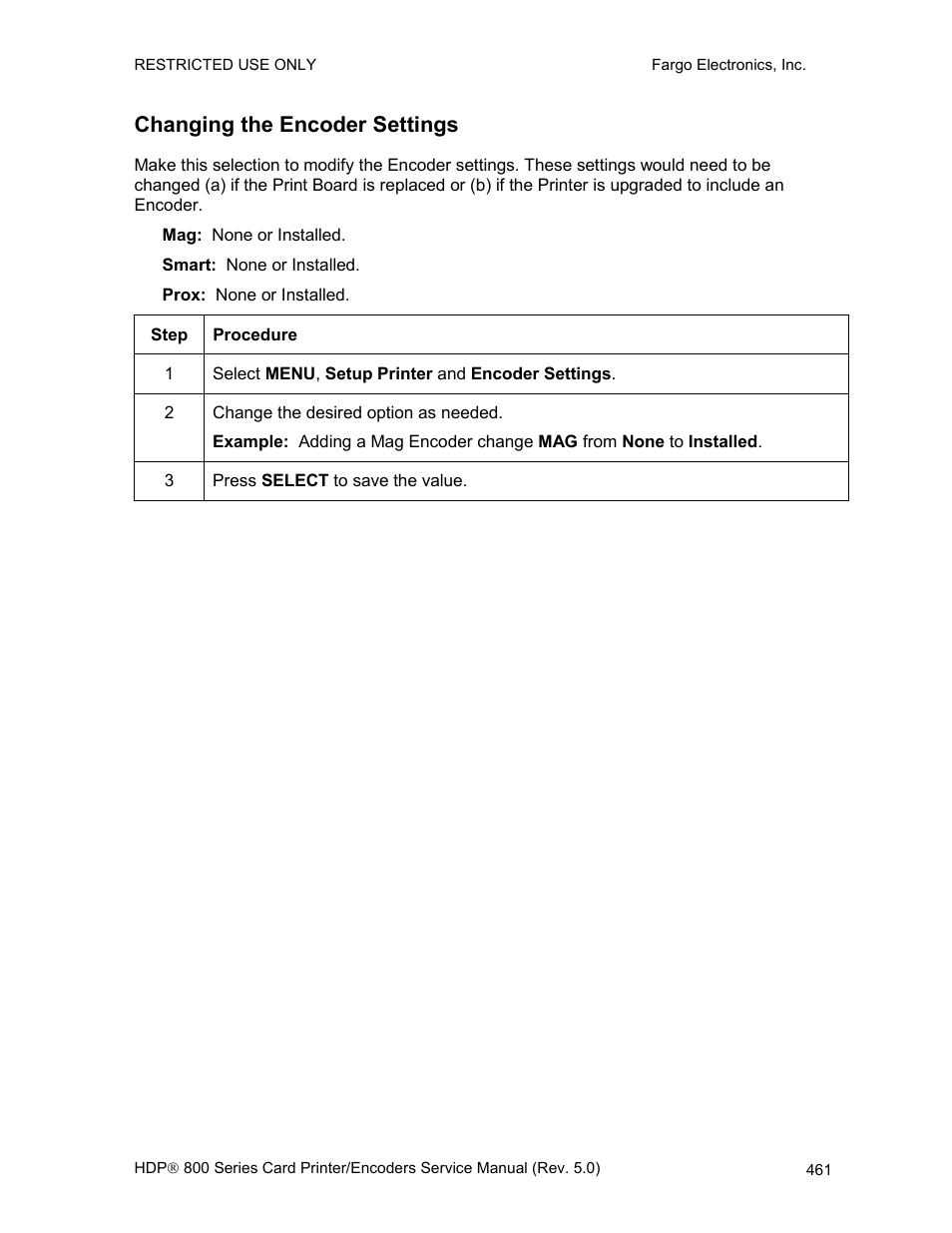Changing the encoder settings | FARGO electronic HDP820 User Manual | Page 296 / 370