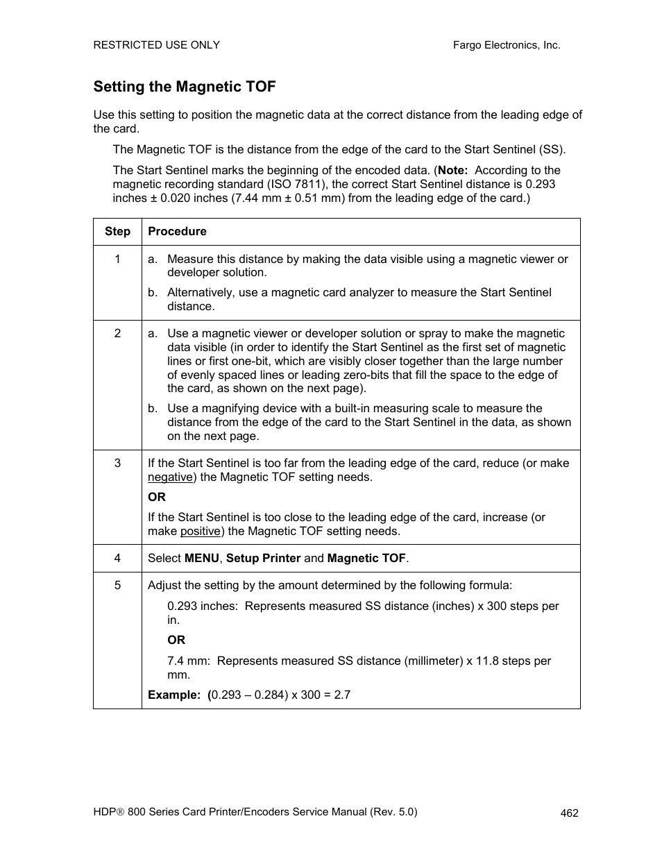 Setting the magnetic tof | FARGO electronic HDP820 User Manual | Page 297 / 370