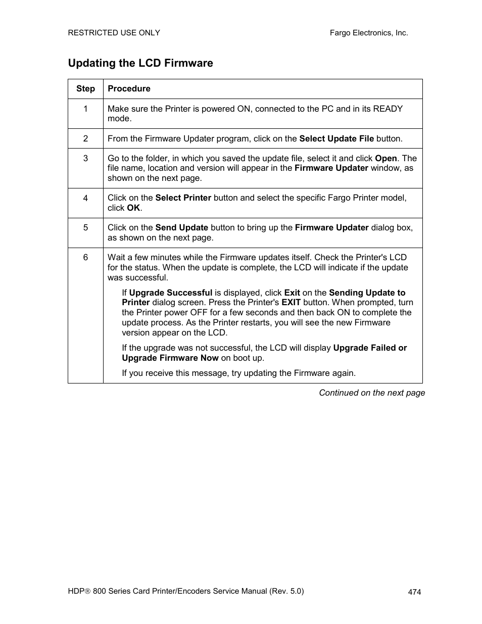 Updating the lcd firmware | FARGO electronic HDP820 User Manual | Page 309 / 370