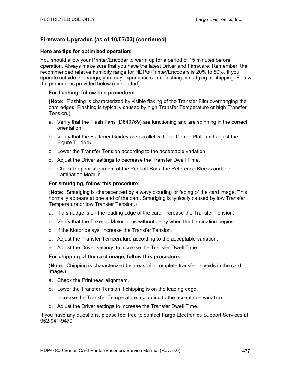 Firmware upgrades (as of 10/07/03) (continued) | FARGO electronic HDP820 User Manual | Page 312 / 370