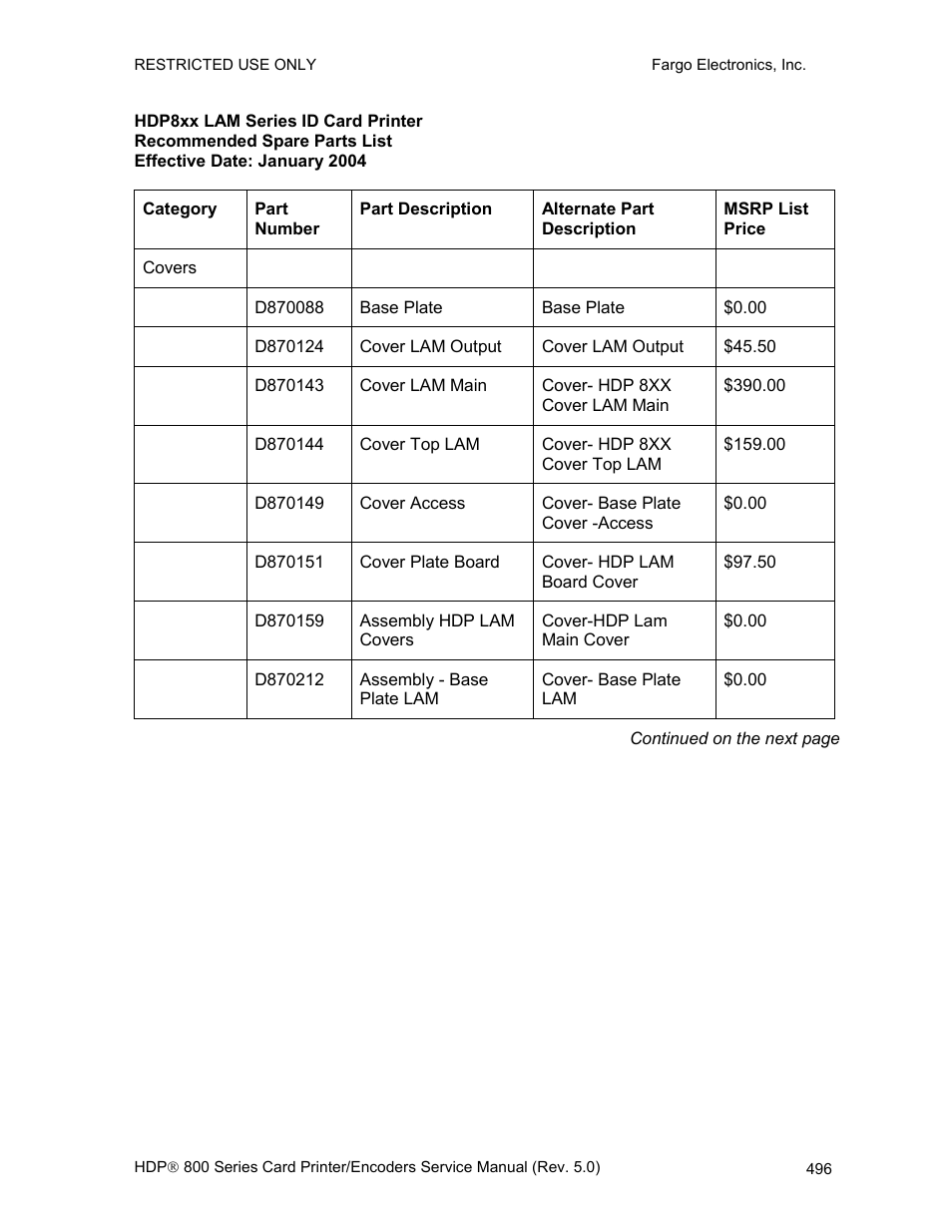 FARGO electronic HDP820 User Manual | Page 331 / 370