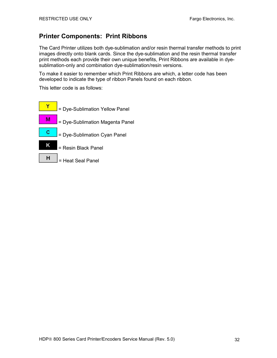 Printer components: print ribbons | FARGO electronic HDP820 User Manual | Page 46 / 370