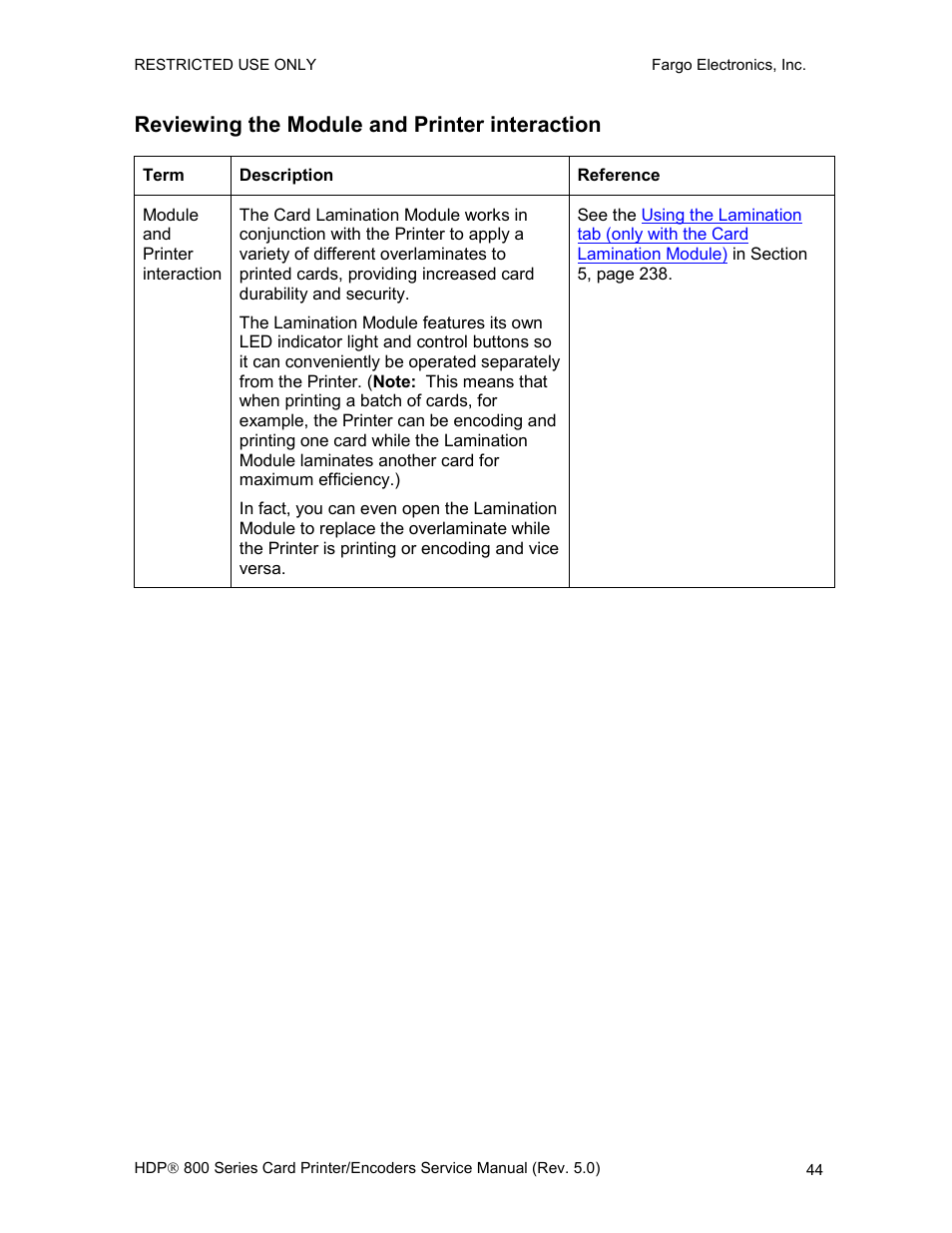Reviewing the module and printer interaction | FARGO electronic HDP820 User Manual | Page 58 / 370