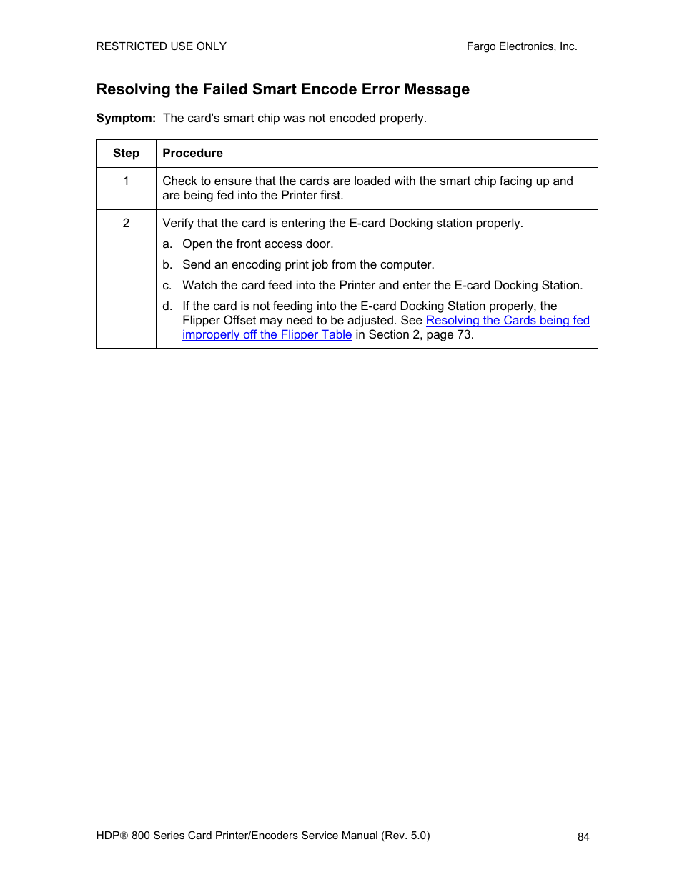 Resolving the failed smart encode error message | FARGO electronic HDP820 User Manual | Page 98 / 370