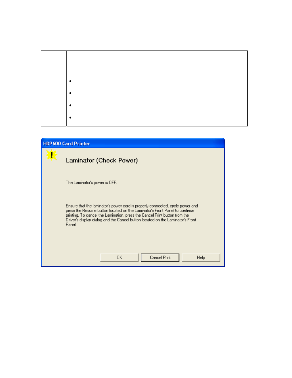 Resolving the laminator (check power) error, Resolving the laminator (check power) error -73 | FARGO electronic HDP600-LC CR100 User Manual | Page 173 / 432