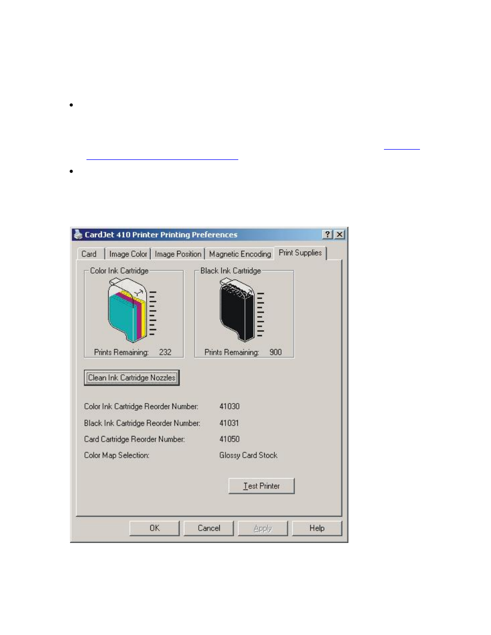 Selecting the print supplies tab, Selecting the print supplies tab -64 | FARGO electronic L000286 User Manual | Page 163 / 215